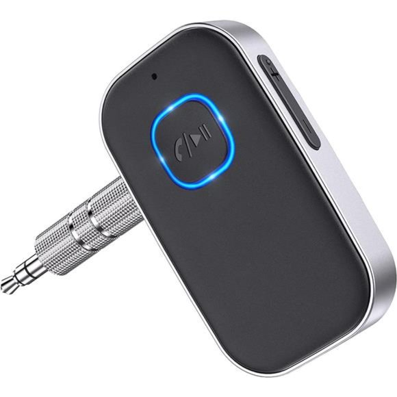 Bluetooth 5.0 Receiver, Noise Cancelling Bluetooth AUX Adapter, Black+Silver - Picture 1 of 6